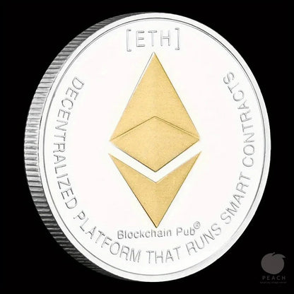 Ethereum Coin Souvenir Commemorative Silvery Plated Collectibles Coin