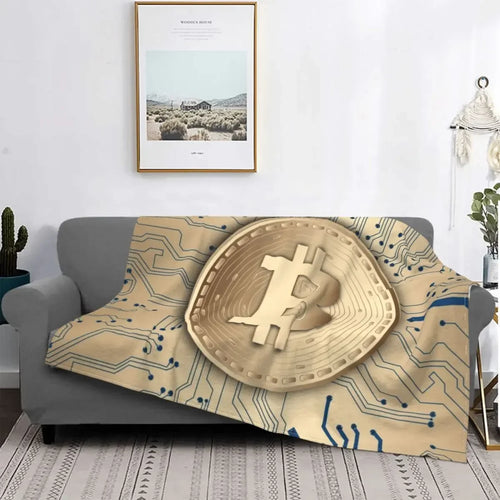 3d Printed Blanket Soft Cozy Warm BTC Cryptocurrency Home Bedroom Sofa