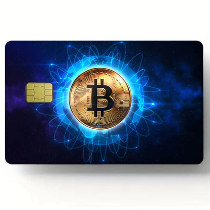 Bitcoin Pattern Stickers 4pcs PVC Credit Card Skin Stickers Removable
