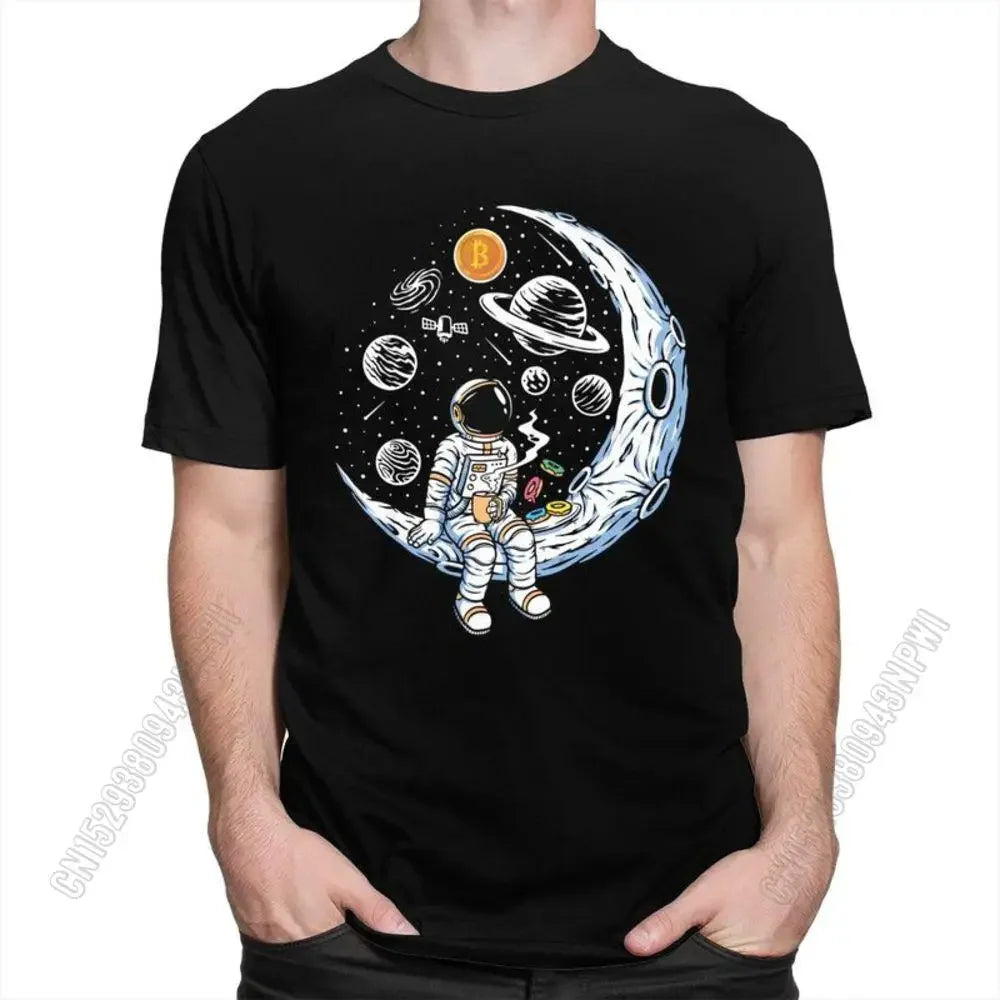 Male Bitcoin Crypto Btc To The Moon T Shirts Cotton Tshirt Novelty