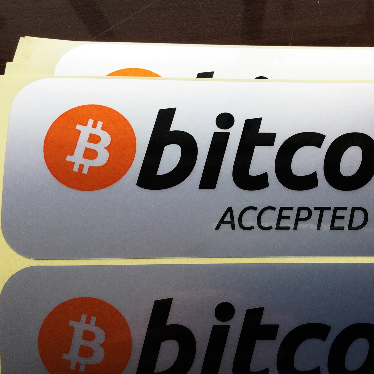 10pcs 14.5x5.5cm Bitcoin Accepted Here Label Sticker Shop Crypto