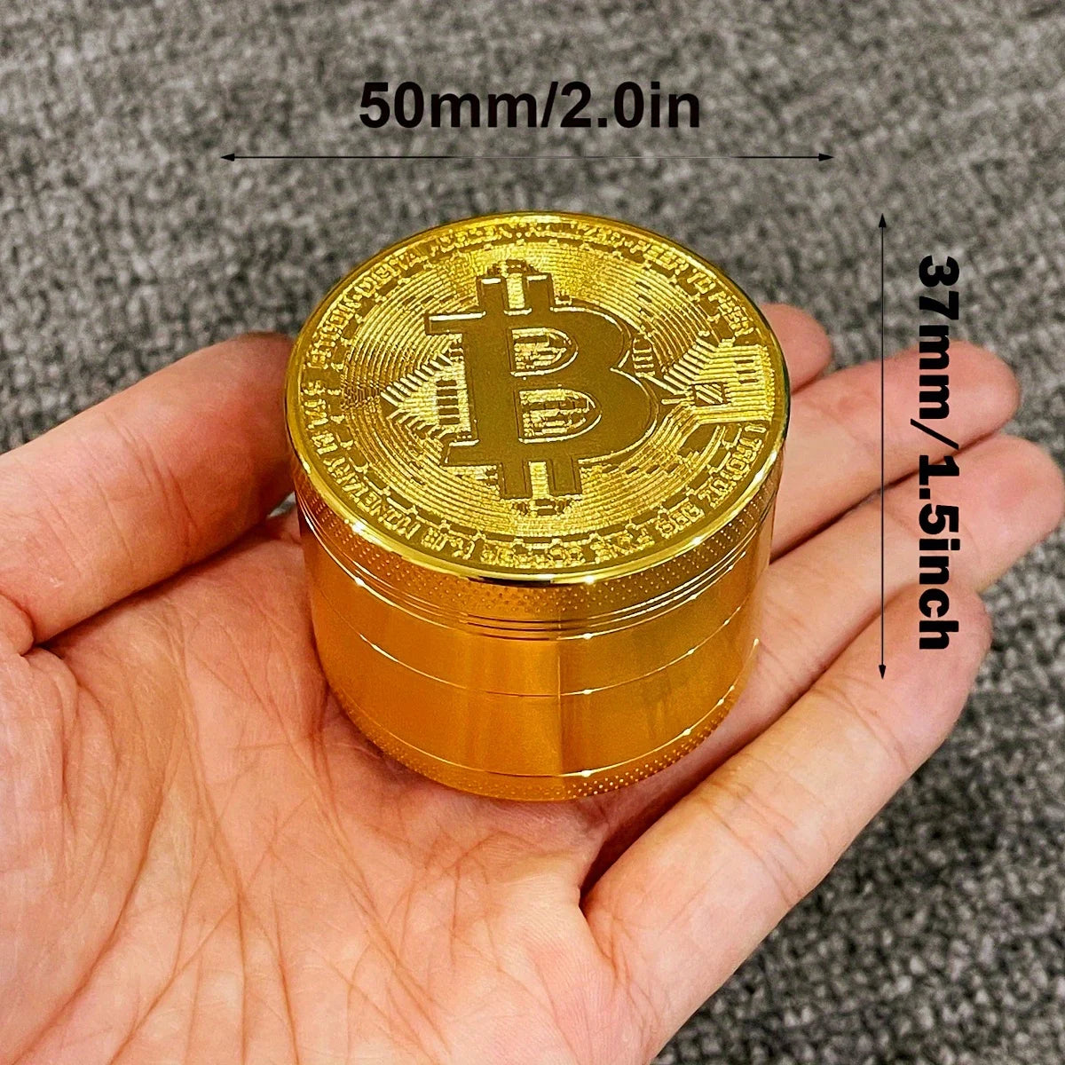 2/2.5inch Bitcoin Coin Herb Grinder Pepper Mortar Salt Crusher Spice