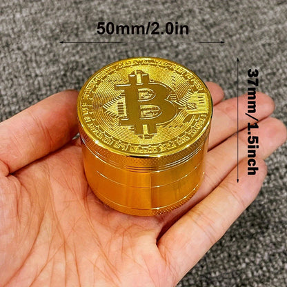 2/2.5inch Bitcoin Coin Herb Grinder Pepper Mortar Salt Crusher Spice