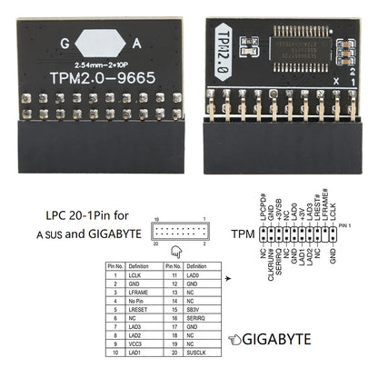 TPM 2.0 Encryption Security Module 20Pin TPM2.0 Module PCB Material