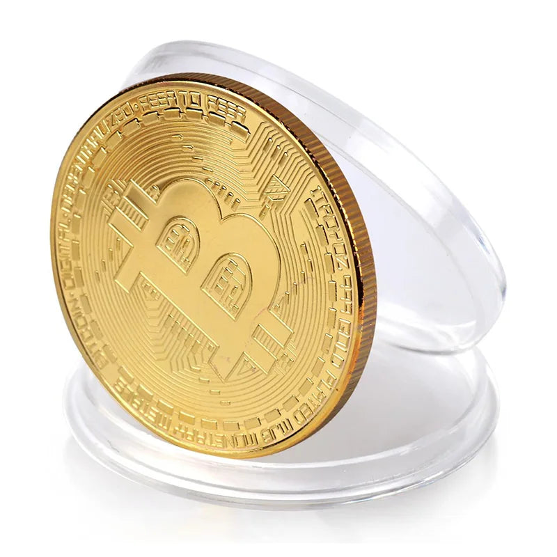 5PCSGold Plated Bitcoin Coin Collectible Art Collection Gift Physical