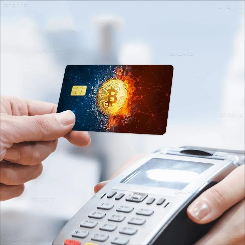 Bitcoin Logo Anime Cartoon Sticker Film Skin for Credit Card Debit