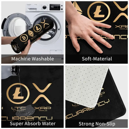 Custom Ripple XRP Front Door Mat Anti-Slip Indoor Absorbent Bitcoin