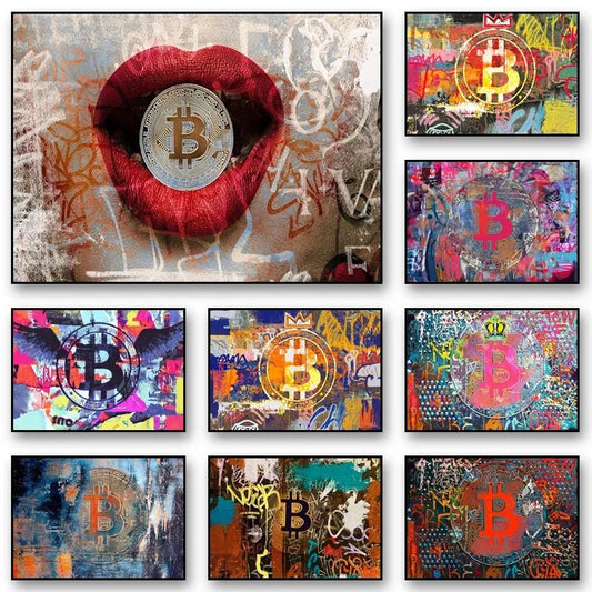 Bitcoin Canvas Art Paintings Graffiti Poster and Print