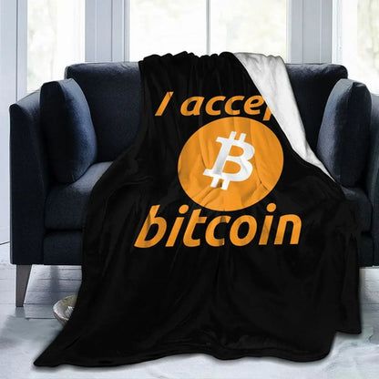 3d Printed Blanket Soft Cozy Warm BTC Cryptocurrency Home Bedroom Sofa