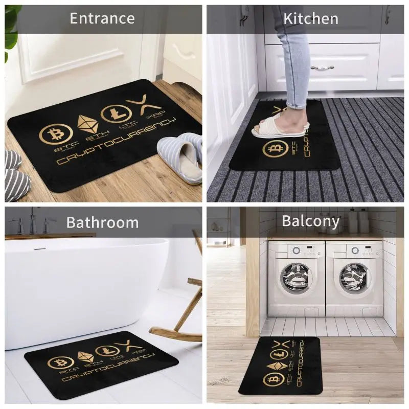Custom Ripple XRP Front Door Mat Anti-Slip Indoor Absorbent Bitcoin