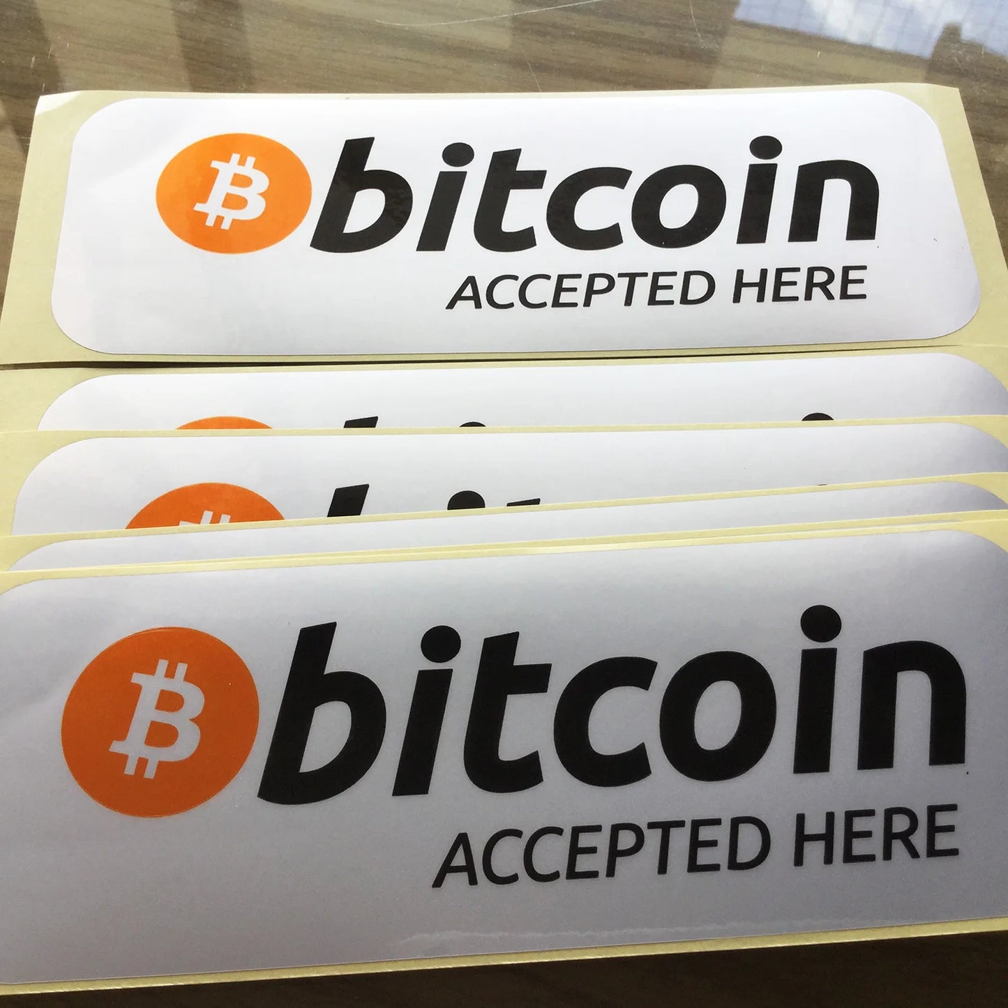 10pcs 14.5x5.5cm Bitcoin Accepted Here Label Sticker Shop Crypto