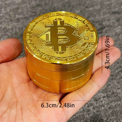 2/2.5inch Bitcoin Coin Herb Grinder Pepper Mortar Salt Crusher Spice