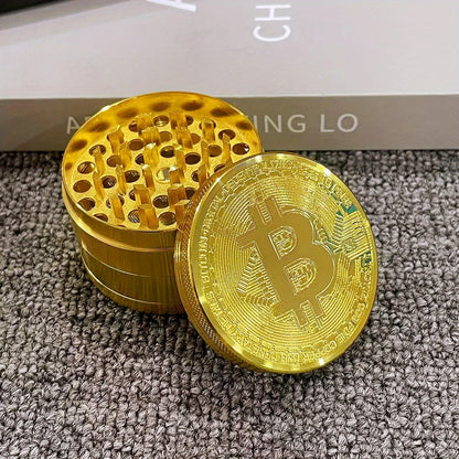 2/2.5inch Bitcoin Coin Herb Grinder Pepper Mortar Salt Crusher Spice