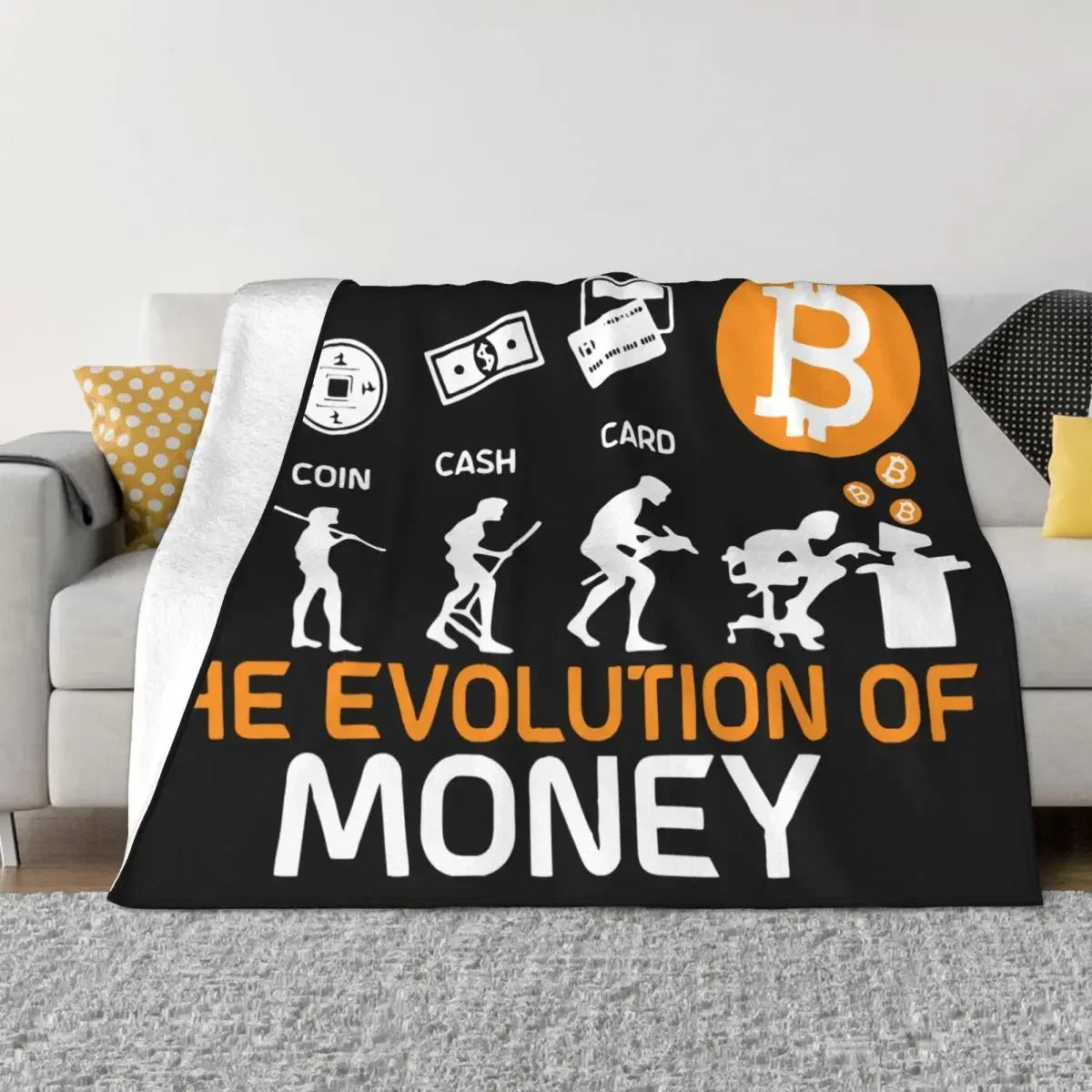 The Evolution Of Money Bitcoin Blankets Flannel Decoration Crypto Coin