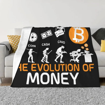 The Evolution Of Money Bitcoin Blankets Flannel Decoration Crypto Coin