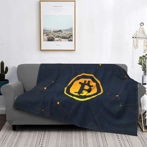 3d Printed Blanket Soft Cozy Warm BTC Cryptocurrency Home Bedroom Sofa