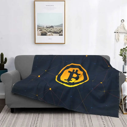 3d Printed Blanket Soft Cozy Warm BTC Cryptocurrency Home Bedroom Sofa