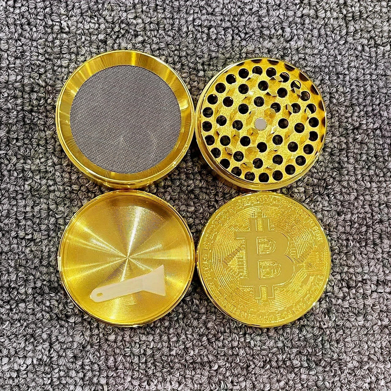 2/2.5inch Bitcoin Coin Herb Grinder Pepper Mortar Salt Crusher Spice