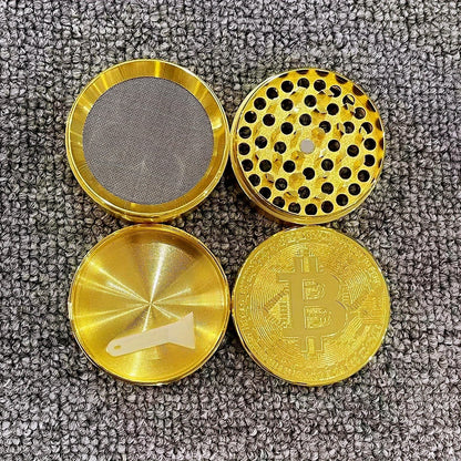 2/2.5inch Bitcoin Coin Herb Grinder Pepper Mortar Salt Crusher Spice