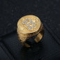 Stainless Steel Titanium Hip Hop Bling Iced Out Bitcoin Punk Rings for
