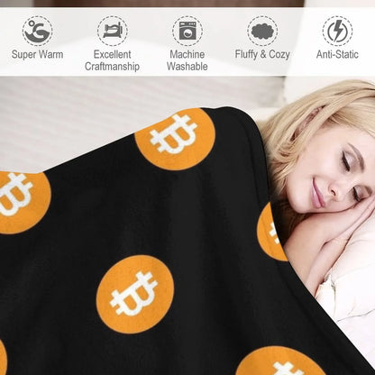 Bitcoin BTC Classic Cryptocurrency Logo Throw Blanket Plaid Weighted