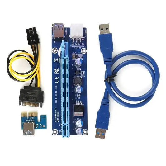 4Pcs PCI-E Riser Card 60CM USB 3.0 Cable SATA To 6Pin PCI Express 1X