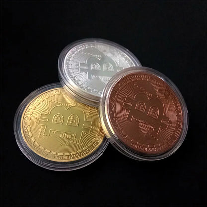 Gold Plated Bitcoin Coin Collectible Art Collection Gift Physical