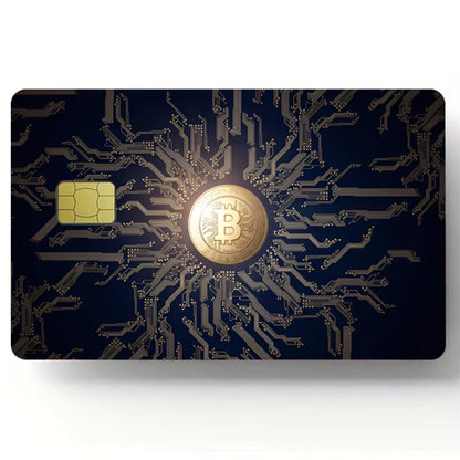 Bitcoin Pattern Stickers 4pcs PVC Credit Card Skin Stickers Removable