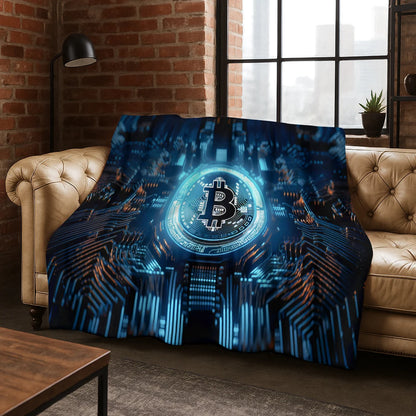 3D HD Bitcoin Money Pattern Flannel Blanket Soft Warm Blanket for Home