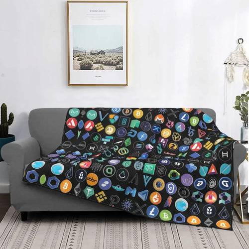 3d Printed Blanket Soft Cozy Warm BTC Cryptocurrency Home Bedroom Sofa