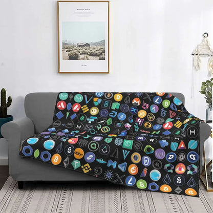 3d Printed Blanket Soft Cozy Warm BTC Cryptocurrency Home Bedroom Sofa