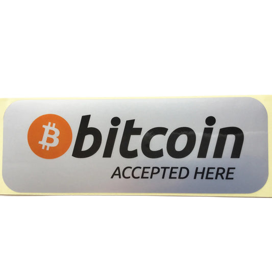 10pcs 14.5x5.5cm Bitcoin Accepted Here Label Sticker Shop Crypto