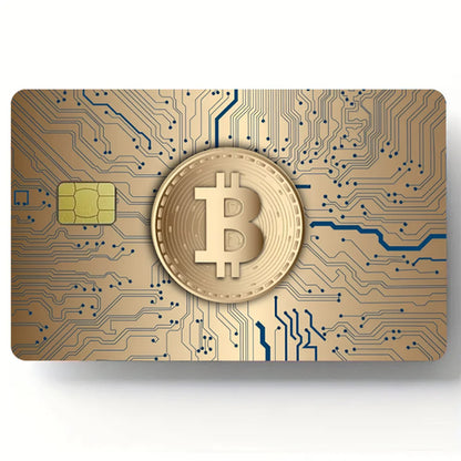 Bitcoin Pattern Stickers 4pcs PVC Credit Card Skin Stickers Removable