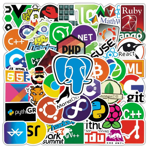 50pcs Cool Internet Programming Stickers Java php Docker Geek Html
