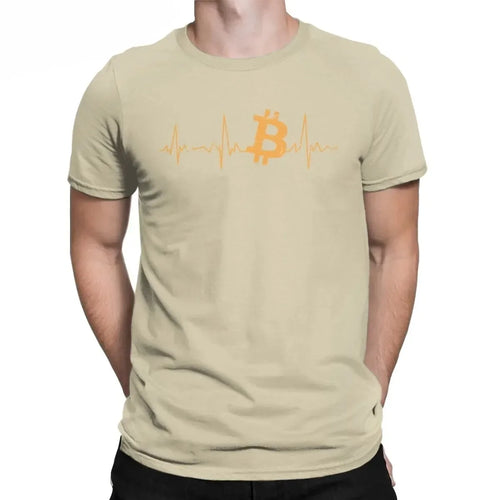 Men's Bitcoin Heartbeat Graphic T Shirts Cryptocurrency Pure  Tops