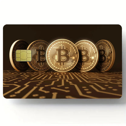 Bitcoin Pattern Stickers 4pcs PVC Credit Card Skin Stickers Removable