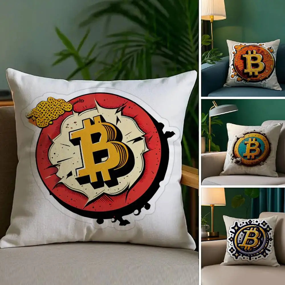 Bitcoin Cryptocurrency Btc Pillow Case Sofa Living Room Bedroom