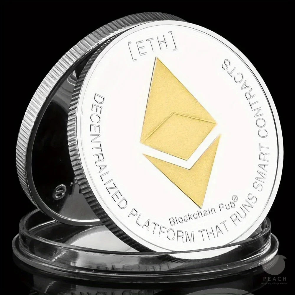 Ethereum Coin Souvenir Commemorative Silvery Plated Collectibles Coin