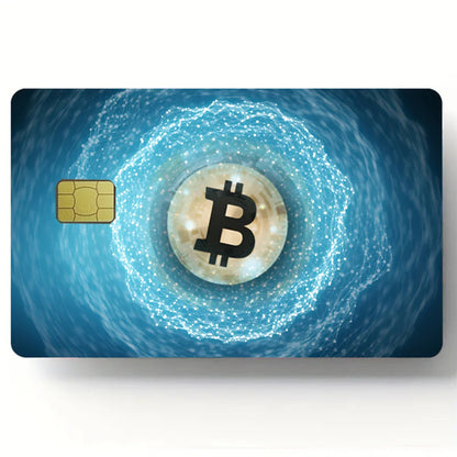 Bitcoin Pattern Stickers 4pcs PVC Credit Card Skin Stickers Removable