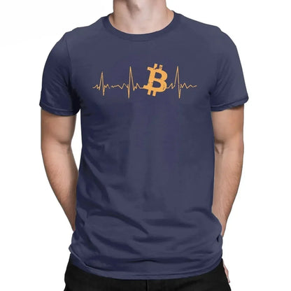 Men's Bitcoin Heartbeat Graphic T Shirts Cryptocurrency Pure  Tops