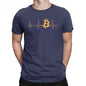 Men's Bitcoin Heartbeat Graphic T Shirts Cryptocurrency Pure  Tops