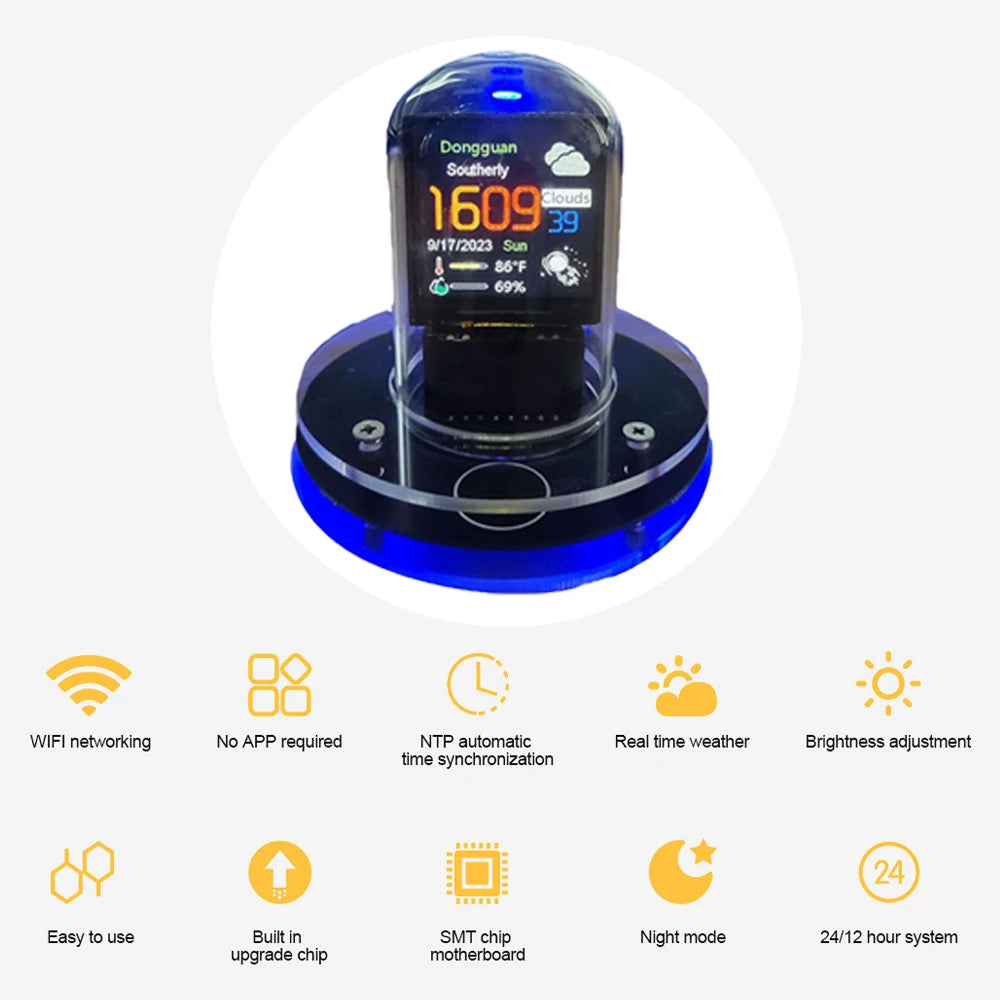 Smart clock display Glow tube weather clock WIFI Bitcoin Price Tracker