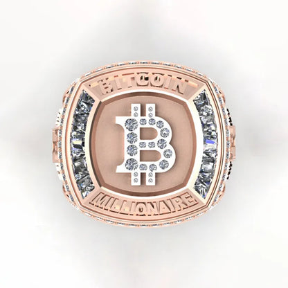 Men Women Luxury Bitcoin Commemorative Ring Creative Metal Punk Hip