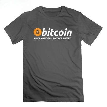 Bitcoin in Cryptography We Trust T Shirt Cryptocurrency Tees Men Round