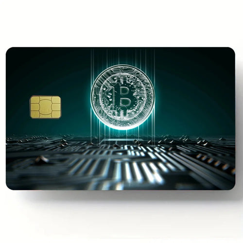 Bitcoin Pattern Stickers 4pcs PVC Credit Card Skin Stickers Removable