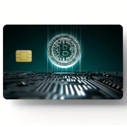 Bitcoin Pattern Stickers 4pcs PVC Credit Card Skin Stickers Removable
