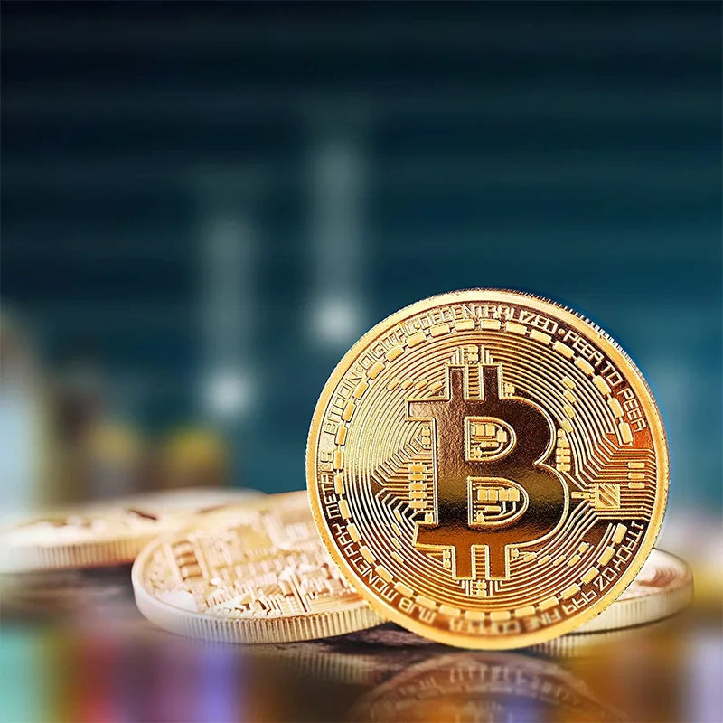 5PCSGold Plated Bitcoin Coin Collectible Art Collection Gift Physical