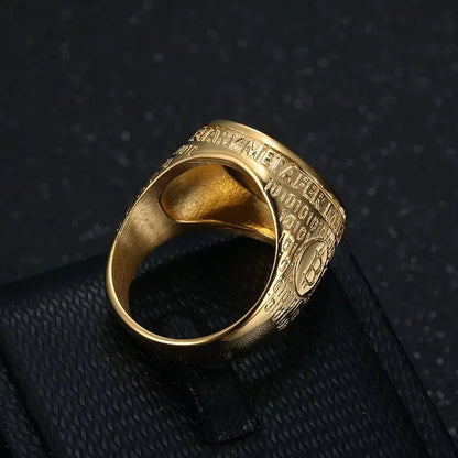 Stainless Steel Titanium Hip Hop Bling Iced Out Bitcoin Punk Rings for