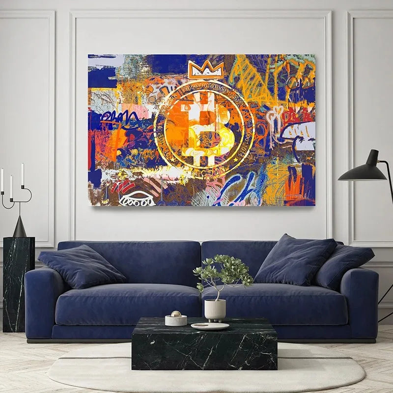 Bitcoin Canvas Art Paintings Graffiti Poster and Print