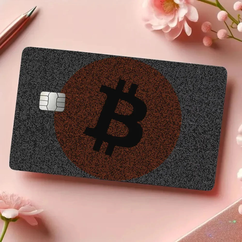 Bitcoin Pattern Stickers 4pcs PVC Credit Card Skin Stickers Removable